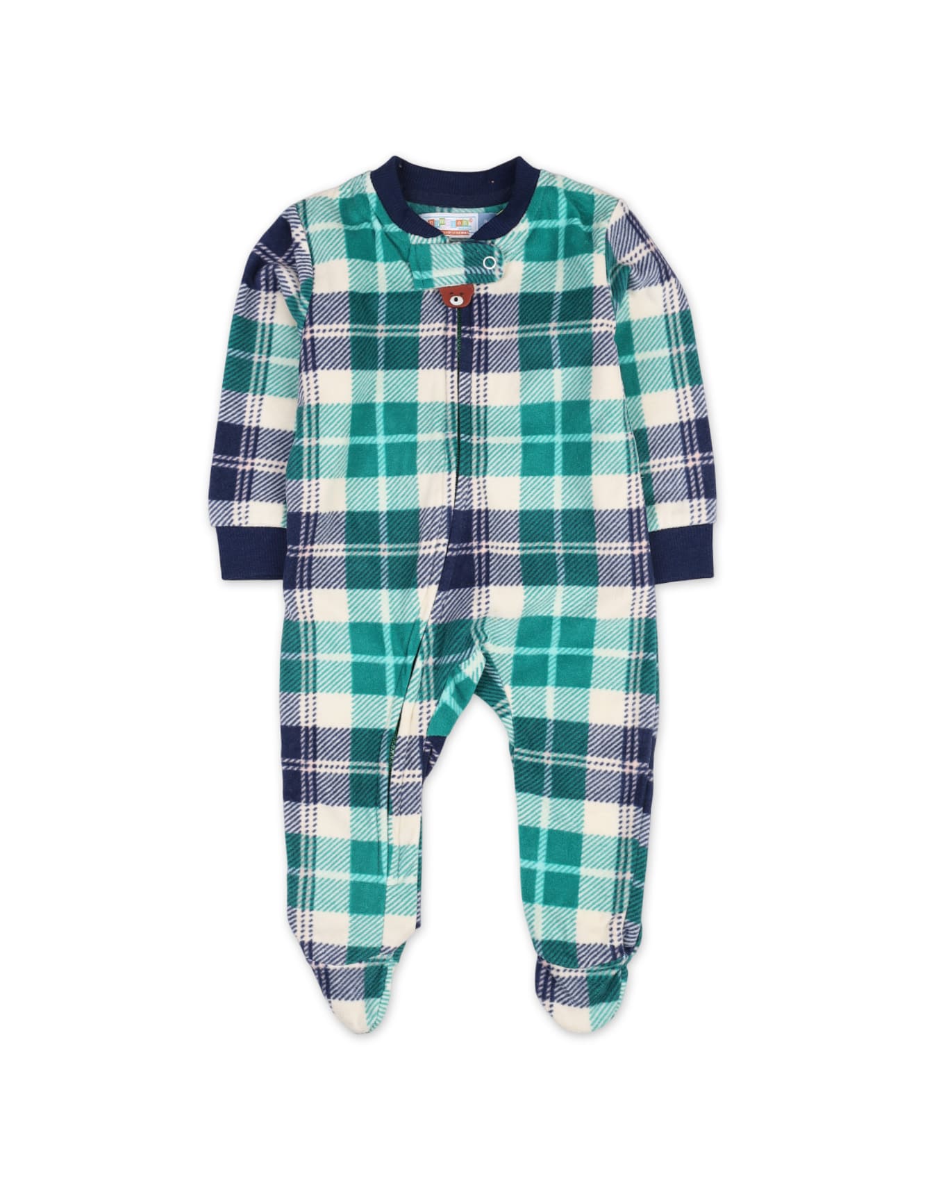 Newborns Baby Winter Romper Bambies Plaid Green and Blue at Zubaidas